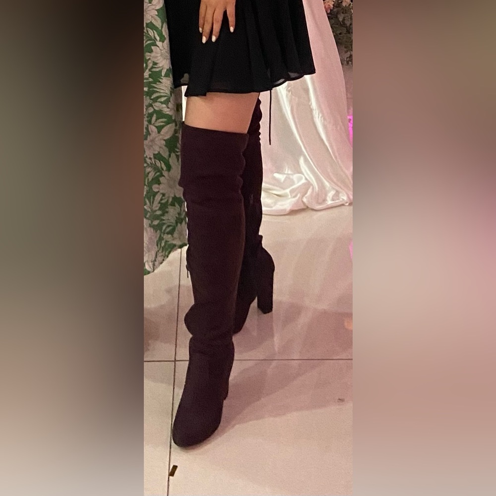 Velvet purple knee high boots size 7.5